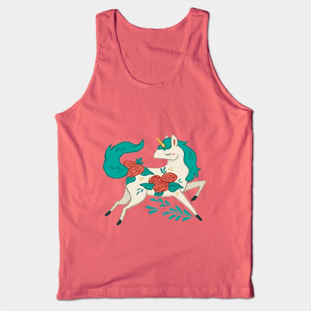 Unicorn Flowers Tank Top by MichelleScribbles